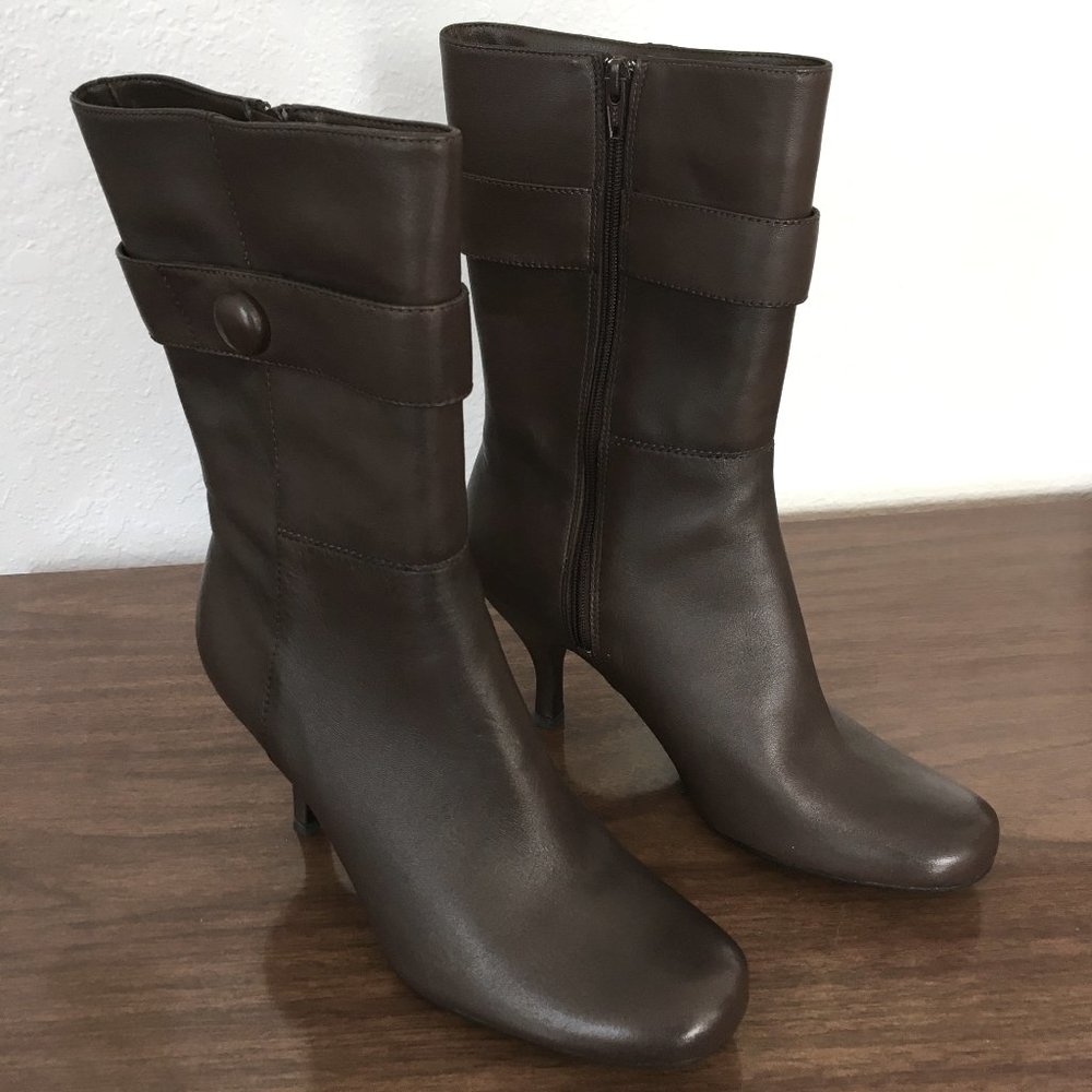 Kenneth Cole Reaction Women's Dress Zippered Boots - dark brown, size 7.5 M